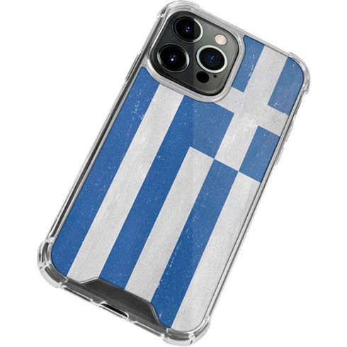 Greece Flag Distressed iPhone 13 Pro Max Clear Case